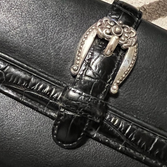 Retro Brighton Large Black Leather Crossbody purse Wallet Buckle Heart Details. - Picture 6 of 16